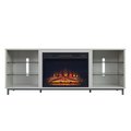 Manhattan Comfort Brighton 60" Fireplace with Glass Shelves and Media Wire Management in Beige FP4-BG